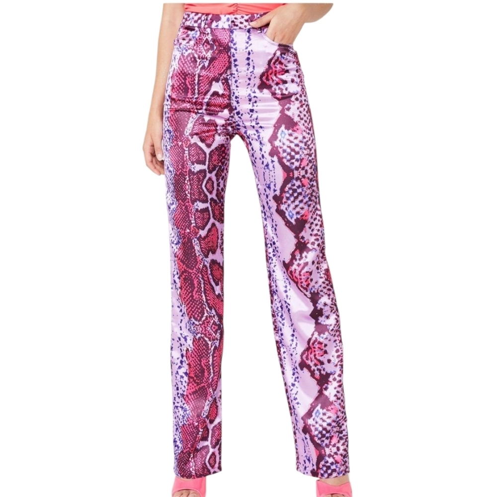 ASOS Pink and Purple Snake Print Straight Leg Pants